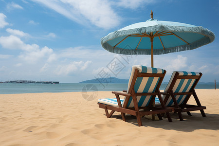 夏日沙滩休憩点图片