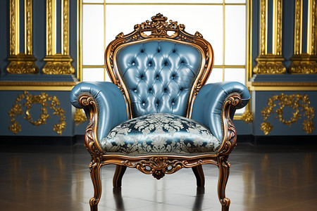 宫殿内饰奢华蓝椅时尚沙发背景