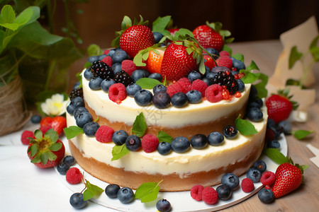 夏日鲜果蛋糕背景图片