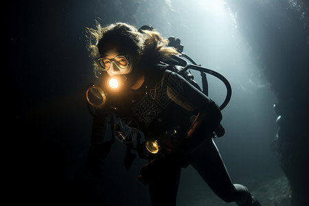 海底探险的女子图片