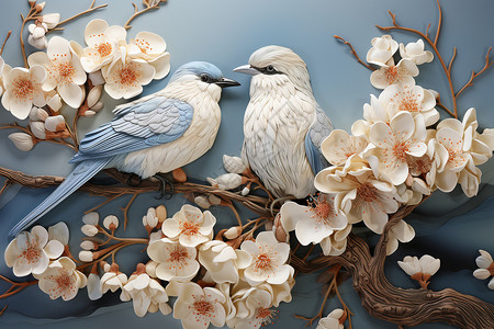 绣上的花鸟背景图片
