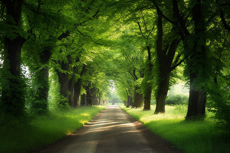 道路旁的绿荫背景图片