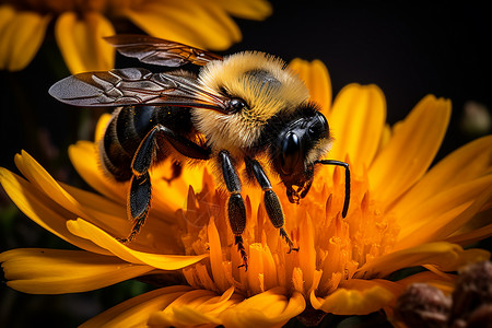 蜜蜂在花朵上晒太阳图片
