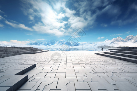 雪山户外户外现代的砖石地面设计图片