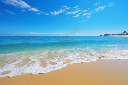 蔚蓝海水的美丽沙滩景观图片