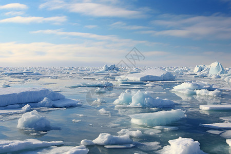 寒冷冬季河面上的浮冰图片