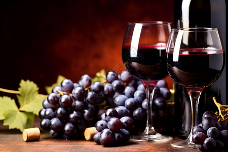 尚品红酒葡萄喝果酒高清图片