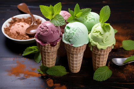 三色冰淇淋三色冰激凌背景