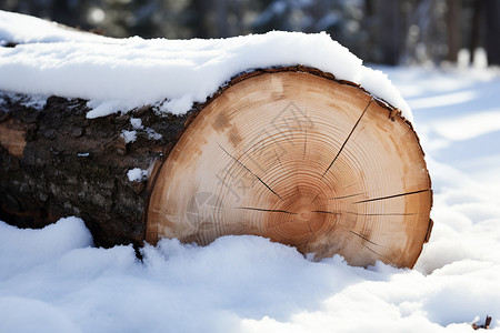 雪地里的木材图片