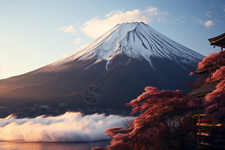 冬季的富士山图片