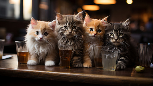 酒吧与猫素材可爱的猫咪背景