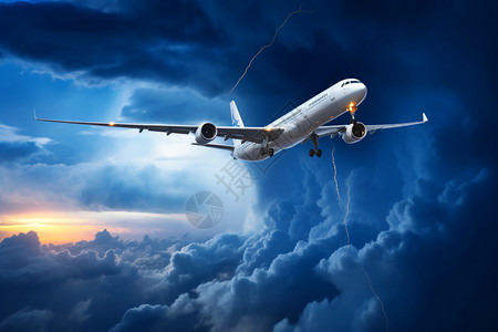 民航飞机素材天空云层中的民航飞机设计图片