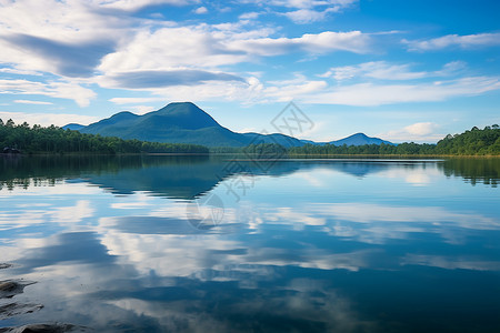 美丽的山间湖泊景观背景图片