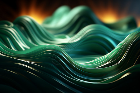 创意抽象绿色波浪插图图片