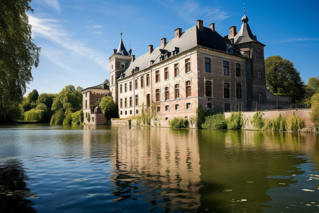 传统的湖畔欧洲历史建筑图片