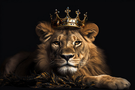 威风带皇冠的狮子背景
