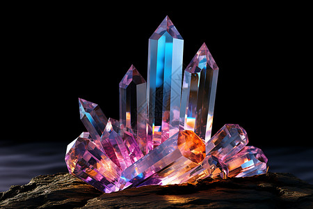 透明水晶素材天然形成的宝石背景