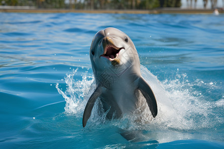 可爱蓝色小海豚可爱的海豚背景