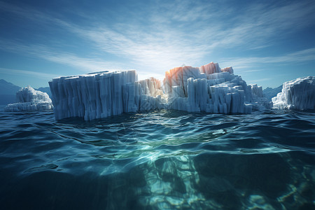 冰山漂浮在海洋中图片