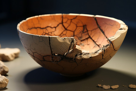 陶瓷裂纹一只缺口的古董价值破碗背景