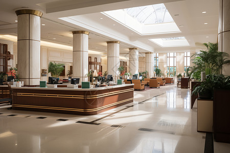 酒店元素现代简约与中式元素融合的大厅背景