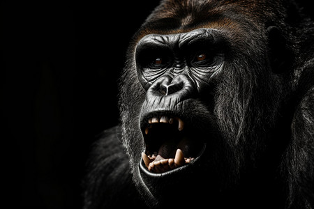 黑色的大猩猩长大嘴巴的猴子背景