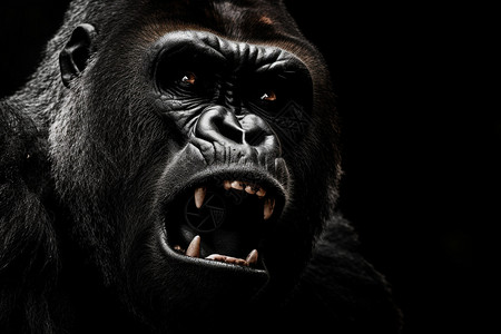 呲牙咧嘴的大猩猩背景图片
