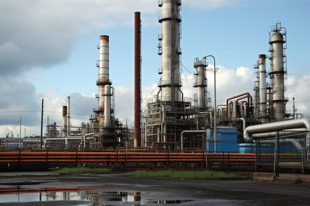 化工石油油气工厂的烟囱背景