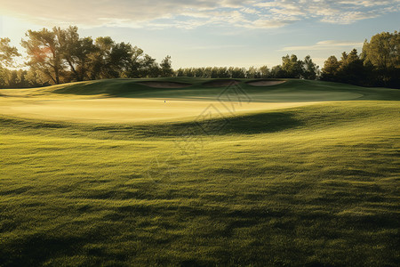 公园日落下的高尔夫乐园设计图片