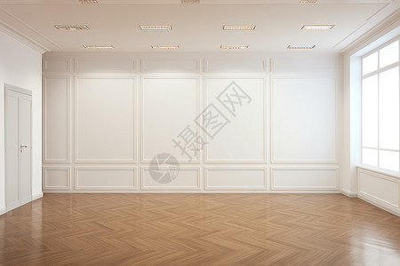 白色的楼层现代简约的室内风景背景