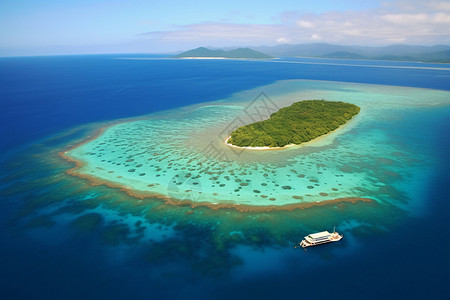 海里一个小岛大海里的岛屿背景