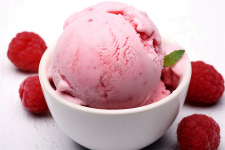 甜蜜覆盆子冰淇淋图片