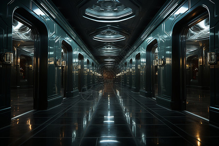欧式建筑走廊光影映照下的储存室设计图片