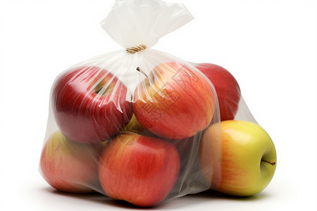 红苹果装在袋子里背景图片