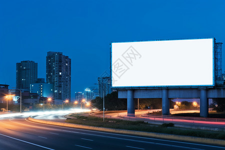 夜幕下的城市广告牌背景图片