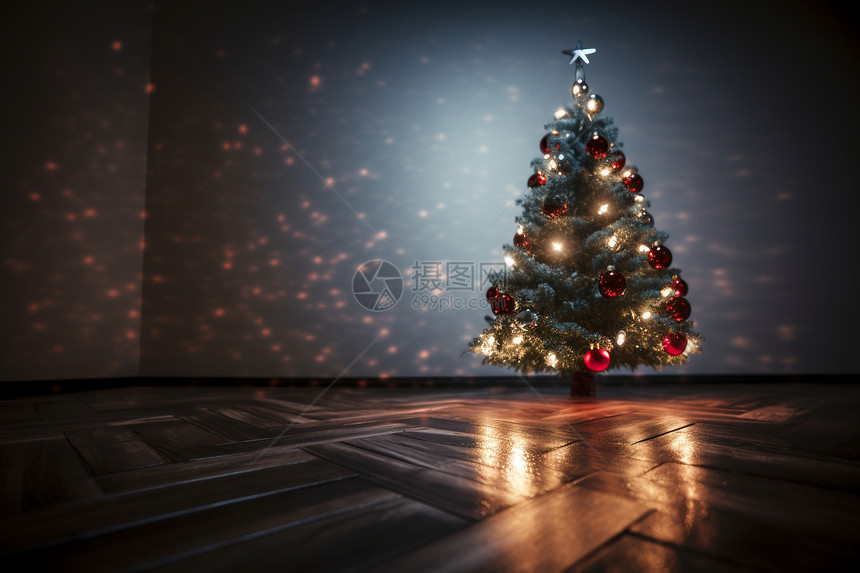 地板上的圣诞树图片