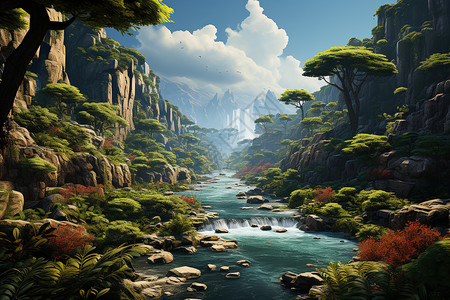 壮观的悬崖河流景观图片