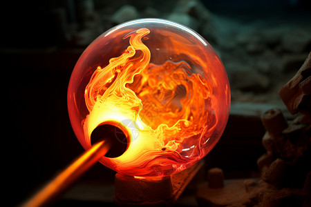 红色火苗素材火焰中的玻璃球背景