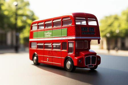 红色双层公交车模型背景图片