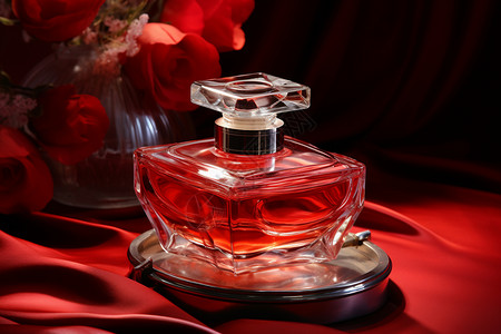 一瓶红色的香水背景图片