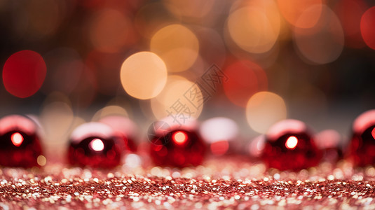 红色闪光圣诞球闪耀的圣诞节背景设计图片