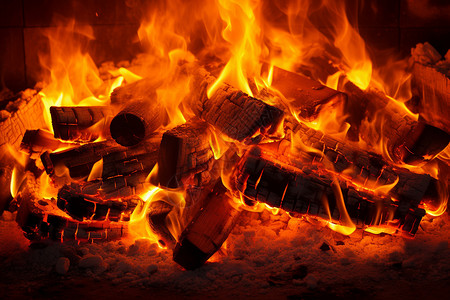 燃烧的烧烤木炭图片
