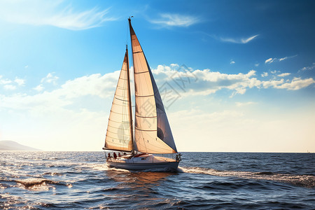 船帆背景海上掠过的帆船背景