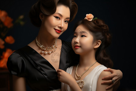 母亲节珠宝广告语优雅的母女背景