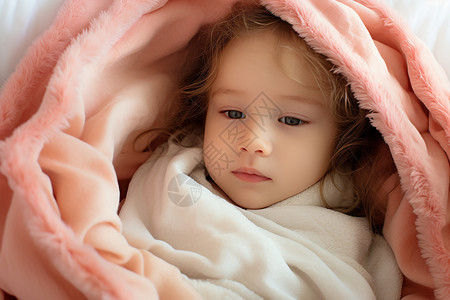 背粉色包的女孩宝贝的午睡时光设计图片