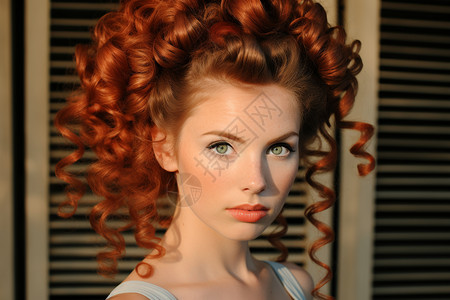 发型模特优雅妆容的艺术照设计图片