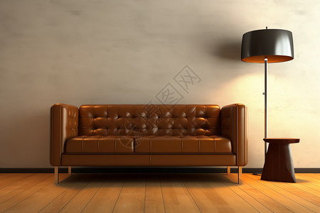 现代轻奢皮质沙发背景图片
