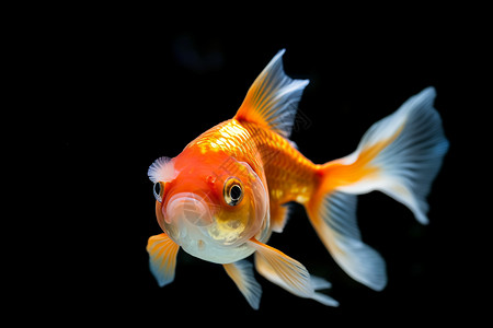 金鱼游动在鱼缸中背景图片
