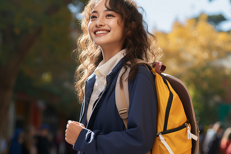 活力四溢的年轻女大学生背景图片