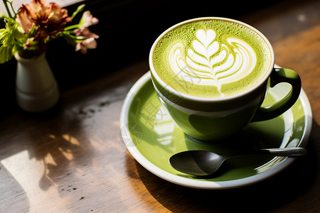 清新绿茶咖啡背景图片